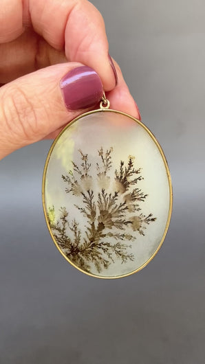 Antique dendritic agate pendant. Dendritic agate. Dendritic agate pendant. Dendritic agate jewelry. Dendritic agate jewelry. Large dendritic agate pendant. Oval dendritic agate pendant. Victorian dendritic agate pendant.