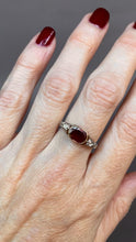 Load and play video in Gallery viewer, Antique Georgian era flat-cut garnet &amp; diamond ring in 14ct gold
