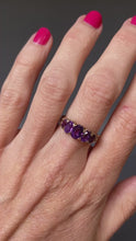 Load and play video in Gallery viewer, Vintage amethyst half hoop ring in 9ct gold
