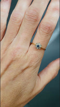 Load and play video in Gallery viewer, Vintage daisy cluster ring with diamonds &amp; blue spinel in 18ct gold
