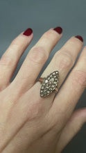 Load and play video in Gallery viewer, Antique cobblestone diamond navette ring with vermeil gold
