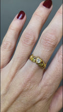 Load and play video in Gallery viewer, Antique Victorian claddagh ring with diamond (0.15ct) in 18ct gold
