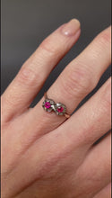 Load and play video in Gallery viewer, Antique ruby and diamond &#39;toi et moi&#39; ring in 18ct gold
