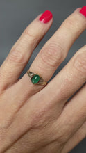 Load and play video in Gallery viewer, Vintage emerald cabochon ring with diamonds in 14ct gold
