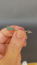 Load and play video in Gallery viewer, Antique Art Deco diamond jabot pin with green paste in 9ct gold
