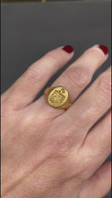 Load and play video in Gallery viewer, Antique signet ring with sun and stars coat of arms in 18ct gold
