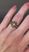 Load and play video in Gallery viewer, Antique Georgian era diamond (0.8ct) halo ring in 18ct gold
