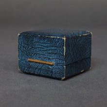 Load image into Gallery viewer, Vintage blue ring box with black velvet lining
