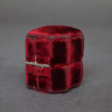 Load image into Gallery viewer, Antique Victorian shield-shaped ring box in burgundy velvet
