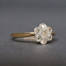 Load image into Gallery viewer, Vintage daisy cluster ring with diamonds (0.2ct) in 18ct gold
