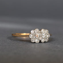 Load image into Gallery viewer, Vintage double daisy ring with diamonds in platinum &amp; 18ct gold
