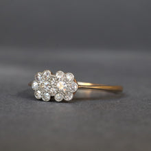 Load image into Gallery viewer, Vintage double daisy ring with diamonds in platinum &amp; 18ct gold
