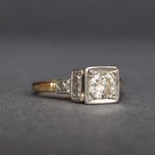 Load image into Gallery viewer, Vintage Art Deco diamond (0.4ct) solitaire ring in platinum &amp; 18ct gold
