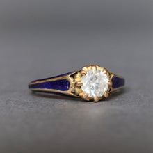 Load image into Gallery viewer, Vintage fancy white diamond (0.6ct) solitaire ring in 14ct gold
