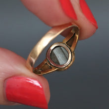 Load image into Gallery viewer, Antique Victorian era pearl &amp; black enamel mourning ring in 15ct gold
