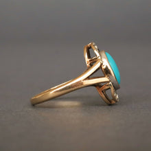 Load image into Gallery viewer, Vintage turquoise cabochon ring with paste in 9ct gold
