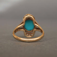 Load image into Gallery viewer, Vintage turquoise cabochon ring with paste in 9ct gold
