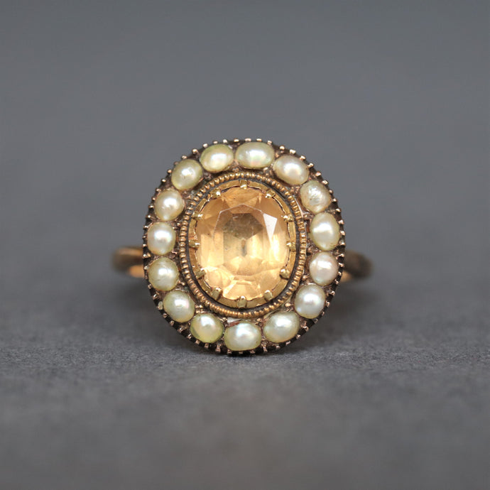 Georgian topaz ring. Georgian cluster ring. Georgian halo ring. Brown topaz ring. Antique topaz ring. Antique brown topaz ring. 