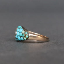 Load image into Gallery viewer, Antique Victorian era turquoise &amp; pearl pinkie ring in 9ct gold
