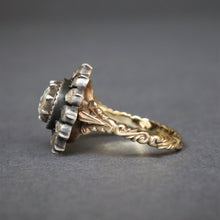 Load image into Gallery viewer, Vintage Georgian-style rose cut diamond rosette ring in 14ct gold
