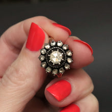 Load image into Gallery viewer, Georgian ring. Antique cluster ring. Antique rosette ring. Rosette ring. Diamond rosette ring. Georgian cluster ring. Georgian diamond ring. Antique diamond ring. Georgian rose cut diamond ring. Antique diamond halo ring. Antique diamond cluster ring.
