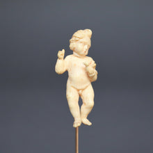Load image into Gallery viewer, Antique Victorian pin with carved ivory putti &amp; dove in 14ct gold
