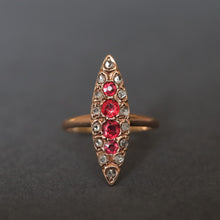 Load image into Gallery viewer, vintage garnet doublet diamond navette ring marquise jewelry jewellery
