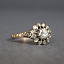 Load image into Gallery viewer, Vintage Georgian-style rose cut diamond rosette ring in 14ct gold
