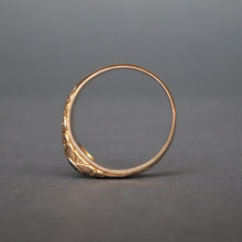 Load image into Gallery viewer, Antique engraved band with synthetic sapphire in 14ct gold
