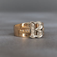 Load image into Gallery viewer, Vintage letter &#39;B&#39; ring with diamonds in 14ct gold
