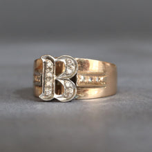 Load image into Gallery viewer, Vintage letter &#39;B&#39; ring with diamonds in 14ct gold
