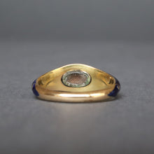 Load image into Gallery viewer, Antique Victorian guilloché enamel ring with pearls in 18ct gold
