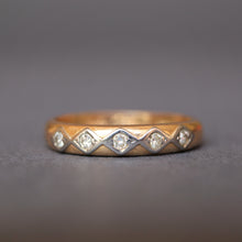 Load image into Gallery viewer, Antique wedding band. Antique wedding ring. Antique stacking band. Wide gold band.. Wide gold ring. Vintage ring. Vintage band. Antique ring. Antique band. Antique wedding band with diamonds. Diamond wedding band. Diamond wedding ring. Antique diamond wedding band. Antique diamond wedding ring. Antique Scandi wedding band. Antique Scandi wedding ring. Scandi ring, Edwardian stacking band. Edwardian stacking ring. Edwardian wedding band. Edwardian wedding ring.
