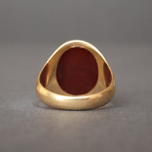 Load image into Gallery viewer, Vintage carnelian intaglio ring carved with a buck in 18ct gold
