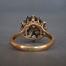 Load image into Gallery viewer, Antique diamond (0.9ct) starburst ring in silver &amp; 9ct gold
