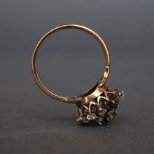 Load image into Gallery viewer, Antique diamond (0.9ct) starburst ring in silver &amp; 9ct gold
