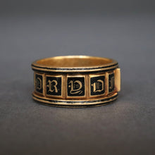 Load image into Gallery viewer, Antique Georgian mourning ring with black enamel in 18ct gold
