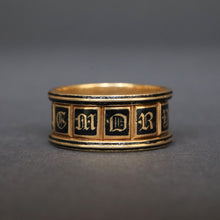 Load image into Gallery viewer, Antique Georgian mourning ring with black enamel in 18ct gold
