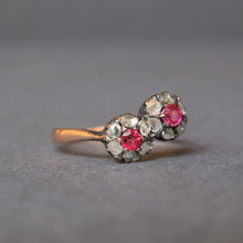 Load image into Gallery viewer, Antique ruby and diamond &#39;toi et moi&#39; ring in 18ct gold
