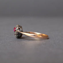 Load image into Gallery viewer, Antique ruby and diamond &#39;toi et moi&#39; ring in 18ct gold
