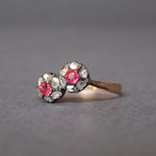 Load image into Gallery viewer, Antique ruby and diamond &#39;toi et moi&#39; ring in 18ct gold
