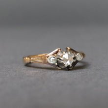 Load image into Gallery viewer, Antique rose cut diamond trilogy ring in 18ct gold
