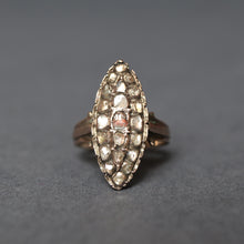 Load image into Gallery viewer, Antique diamond navette ring. Antique diamond marquise ring. Antique diamond cobblestone ring. Antique cobblestone ring. Diamond cobblestone ring. Diamond navette ring. Diamond marquise ring. Vermeil marquise ring. Vermeil navette ring. 
