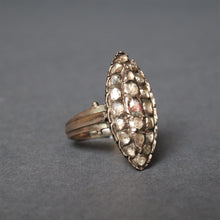 Load image into Gallery viewer, Antique cobblestone diamond navette ring with vermeil gold
