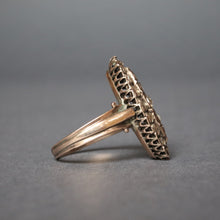 Load image into Gallery viewer, Antique cobblestone diamond navette ring with vermeil gold
