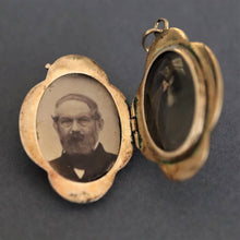 Load image into Gallery viewer, Antique Victorian enamel &amp; ruby mourning locket in 14ct gold
