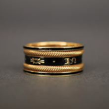 Load image into Gallery viewer, Antique Georgian mourning ring with black enamel in 18ct gold
