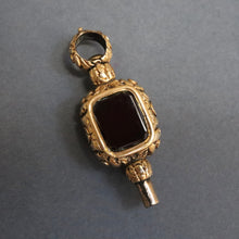 Load image into Gallery viewer, Antique Victorian era watch key with carnelian &amp; gold casing
