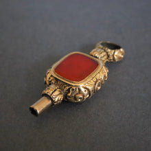 Load image into Gallery viewer, Antique Victorian era watch key with carnelian &amp; gold casing
