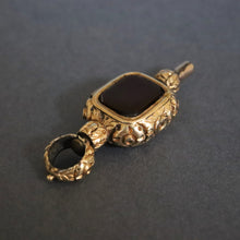 Load image into Gallery viewer, Antique Victorian era watch key with carnelian &amp; gold casing
